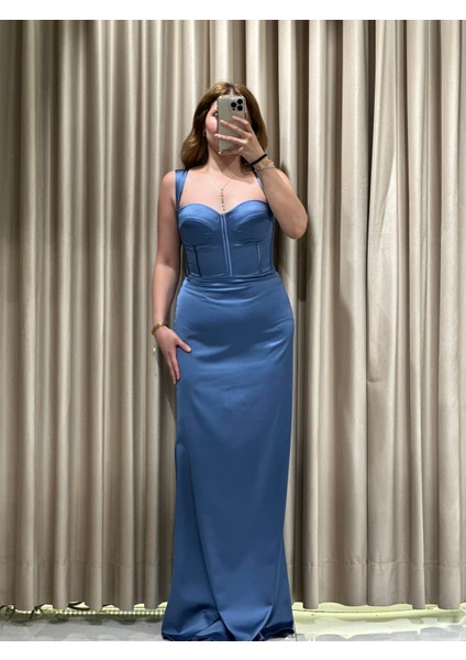 Indigo Korsajlı Abiye 5479