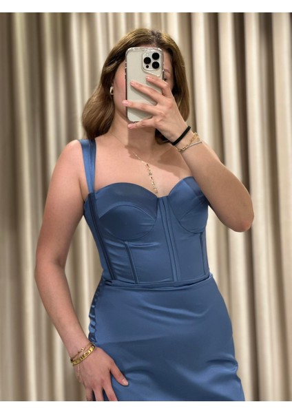 Indigo Korsajlı Abiye 5479