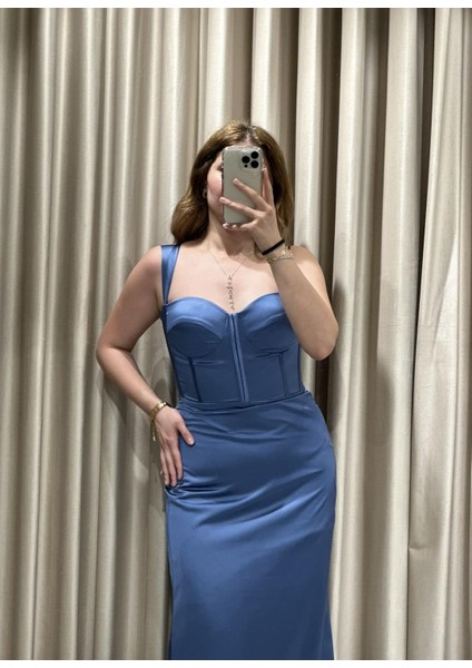 Indigo Korsajlı Abiye 5479