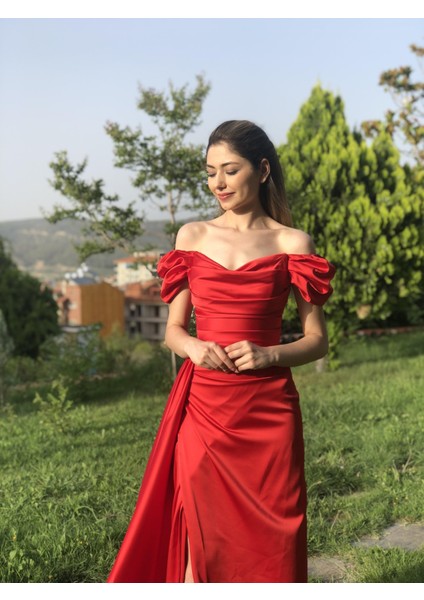 Kırmızı Kayık Yaka Abiye EN4858 4858 fiyatları