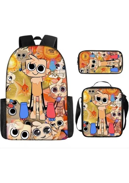 Dandy's World Karikatür Sevimli Omuz Çantası Öğrenci Okul Çantası Üç Parçalı Set (Yurt Dışından)