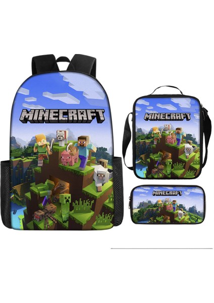 Ilkokul ve Ortaokul Öğrencileri Için My World Game Peripheral 3 Parça Okul Çantası (Yurt Dışından)