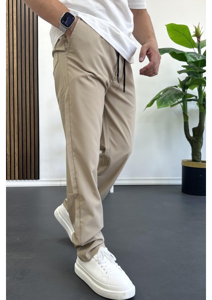 Erkek Beli Lastikli Jogger Pantolon Krem EDW394 fiyatları