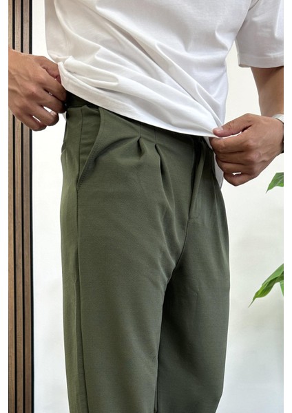 Erkek Rahat Kalıp Pileli Pantolon Yeşil EDW402 fiyatları