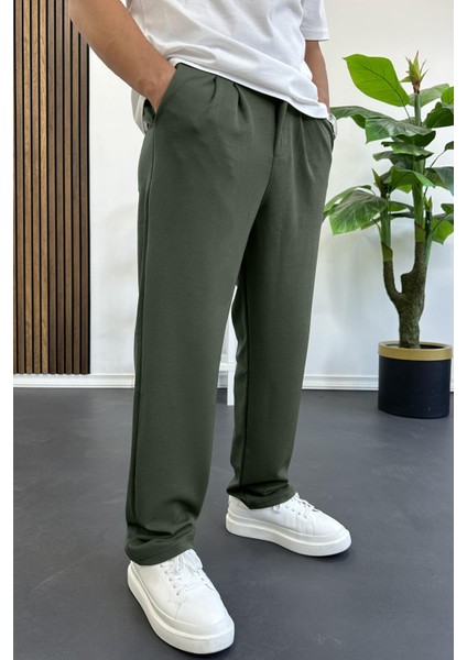 Erkek Rahat Kalıp Pileli Pantolon Yeşil EDW402 modelleri