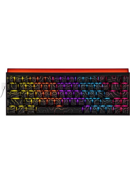 Nacodex Nk-68 Kontur Desenli Kablolu Ergonomik Mekanik Oyuncu Klavyesi-Ambiyans Aydınlatmalı