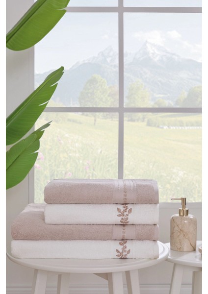 Jardin Havlu Seti Best Set Hamam Takımı Krem-Bej