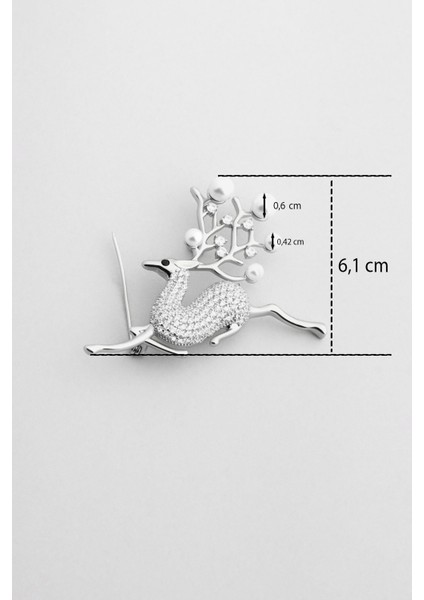 Ren Geyiği 18 Ayar Beyaz Altın Kaplama Gümüş Broş modelleri