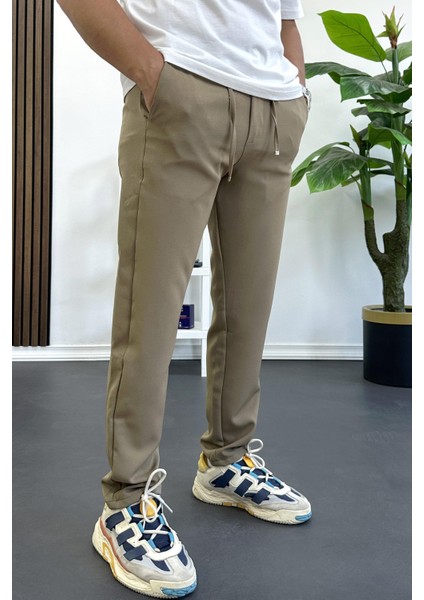 Erkek Slim Fit Beli Ipli Düğmeli Pantolon Kahverengi EDW403 fiyatları