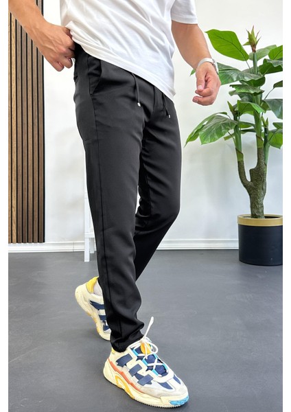 Erkek Slim Fit Beli Ipli Düğmeli Pantolon Siyah EDW403 fiyatları