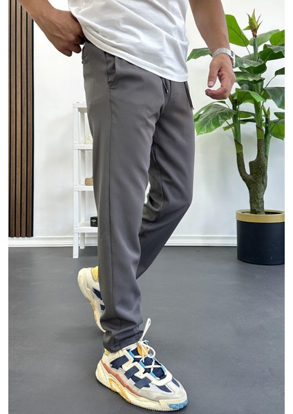 Erkek Slim Fit Beli Ipli Düğmeli Pantolon Gri EDW403 fiyatları