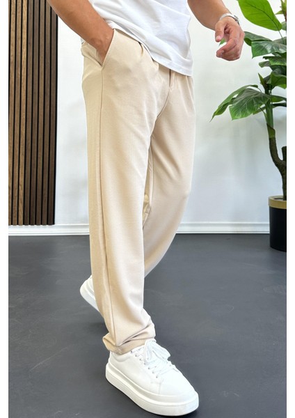 Erkek Rahat Kalıp Pileli Pantolon Krem EDW402 fiyatları