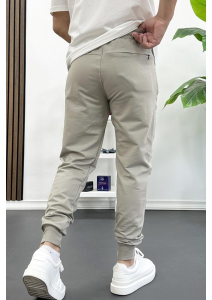 Erkek Regular Fit Dar Paça Lastik Paça Eşofman Altı Bej EDW406 modelleri