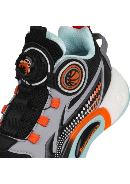 Çocuk Akıllı Bağcıklı Günlük Spor Ayakkabı Siyah-Gri BUCK3057