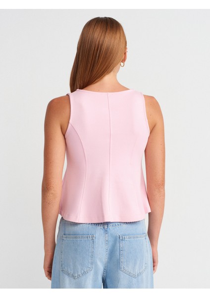 31979 Düğmeli Peplum Top-Toz Pembe fiyatları