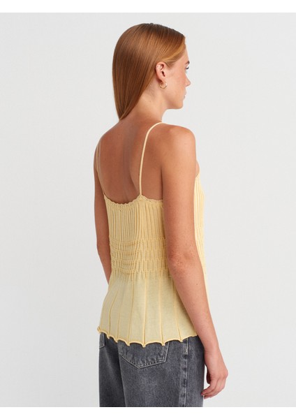 10792 Askılı Ince Dokulu Triko Bluz-Sarı fiyatları