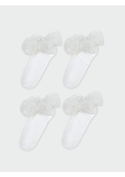 Yeni Sezon Basic Dantelli Kız Bebek Patik Çorap 2'li