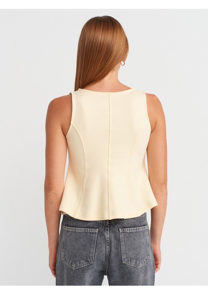 31979 Düğmeli Peplum Top-Açık Sarı fiyatları