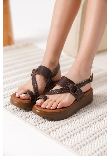 Likya Acı Kahve Hakiki Deri Sandalet