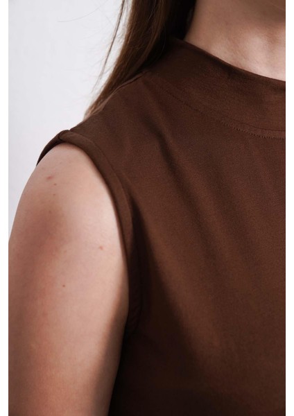 Viskon Kolsuz Tunik-Kahverengi fırsatları