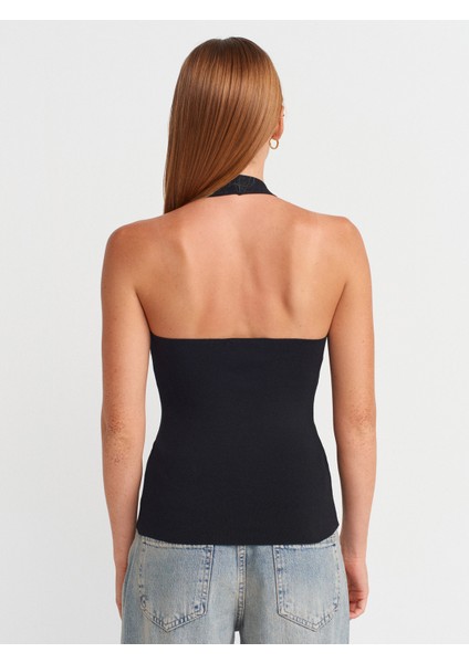 10794 Halter V Yaka Basıc Bluz-Siyah fiyatları