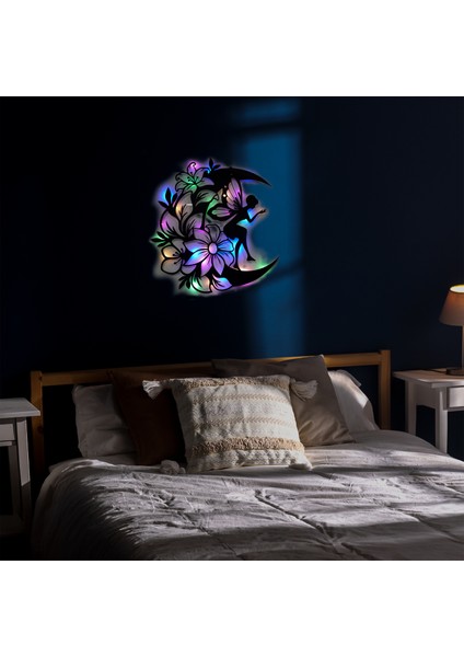 LED Işıklı Ahşap Çiçekli Aydaki Peri Figürlü Tablo Duvar Dekorlu Gece Lambası fiyatları