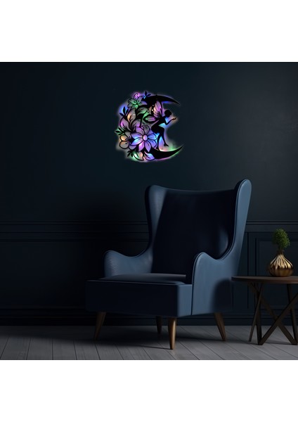 LED Işıklı Ahşap Çiçekli Aydaki Peri Figürlü Tablo Duvar Dekorlu Gece Lambası indirimleri