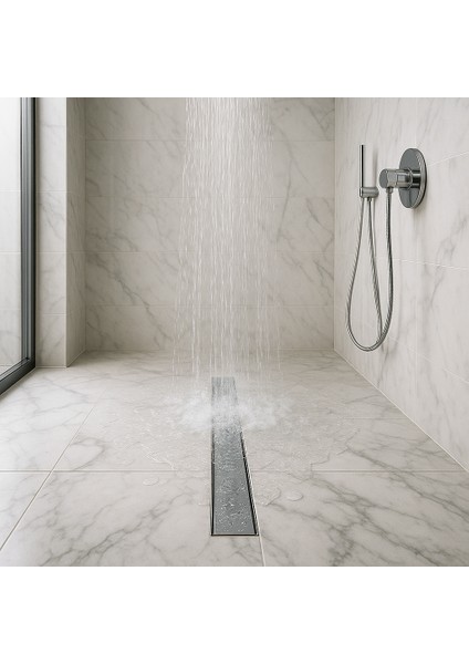 Banyo Paslanmaz Çelik Drenaj Kanalı Duş Su Gider Tahliye Izgarası Düz Model 100 cm fiyatları