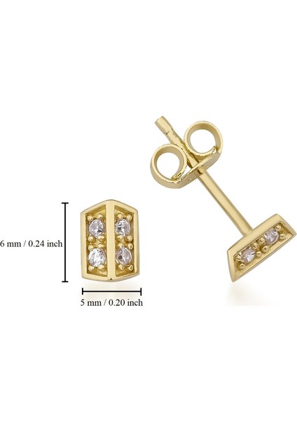 14 Ayar Altın Minimal Geometrik Çivi Küpe fiyatları