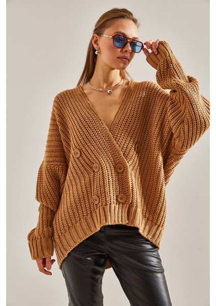 Kadın Saç Örgülü Altı Düğmeli Triko Hırka fırsatları