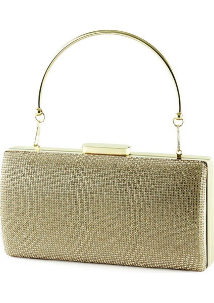 Altın Saten Kristal Taşlı Metal Saplı Abiye El Çantası fiyatları