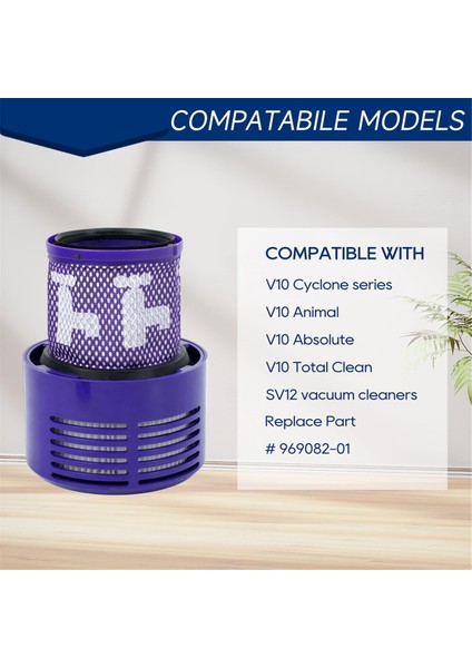 Dyson V10 Cyclone, Absolute, Animal, Total Clean ve SV12 Için V10 Filtre Yedeği, Temizleme Fırçası - Parça No. 969082-01 (Yurt Dışından) modelleri