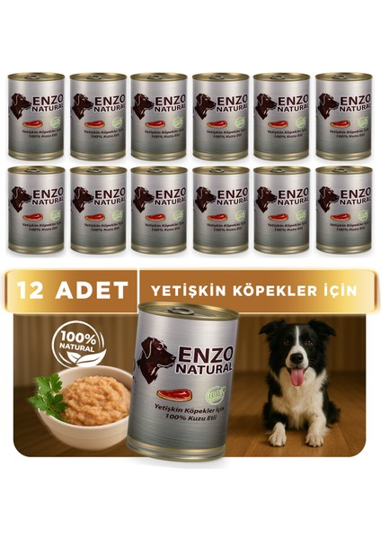 Natural Kuzu Etli Yaş Köpek Maması 410 gr x 12