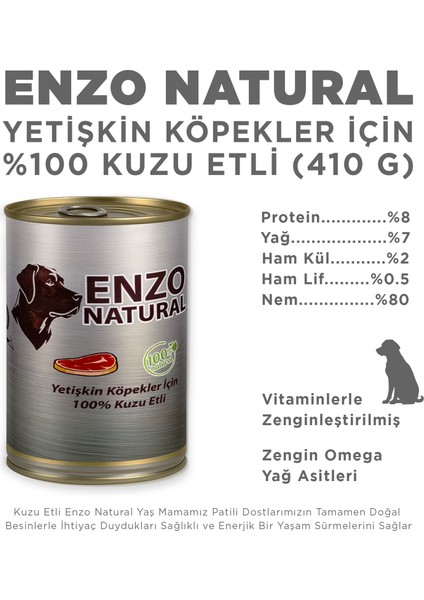 Natural Kuzu Etli Yaş Köpek Maması 410 gr x 6 fiyatları