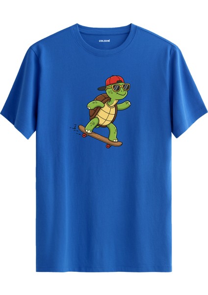 Kaykay Kaplumbağa Baskılı Tişört