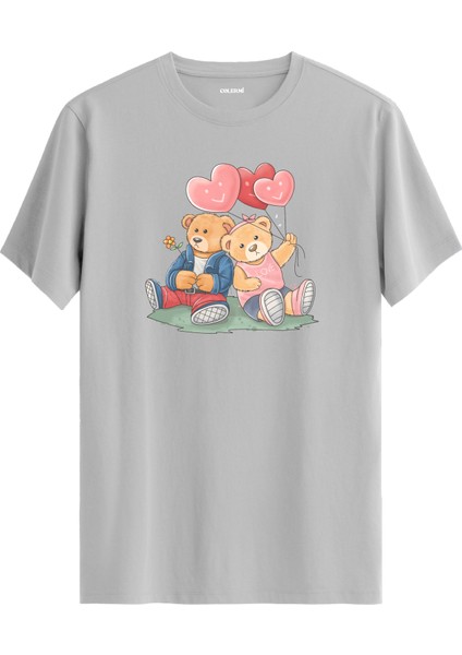 Sevimli Ayıcık Çift Tasarımlı %100 Pamuk Tişört