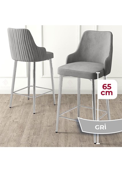 Tera Serisi 1 Adet Gri Babyface Kumaş 65 cm Krom Kaplama Ayaklı Bar Sandalyesi fiyatları