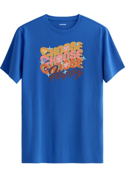 "choose Happy" Yazılı %100 Pamuk Tişört