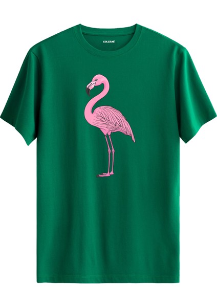 Flamingo Baskılı Uniseks %100 Pamuk Premium Kumaş Tişört