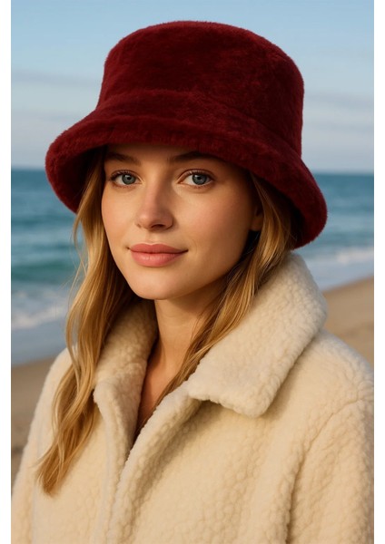 Cherry Peluş Yumuşak Dokulu Bucket Şapka