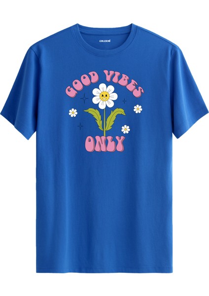 Good Vibes Only Çiçek Tasarım Baskılı Tişört