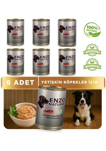 Natural Kuzu Etli Yaş Köpek Maması 410 gr x 6