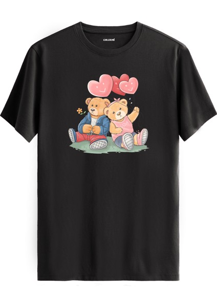 Sevimli Ayıcık Çift Tasarımlı %100 Pamuk Tişört