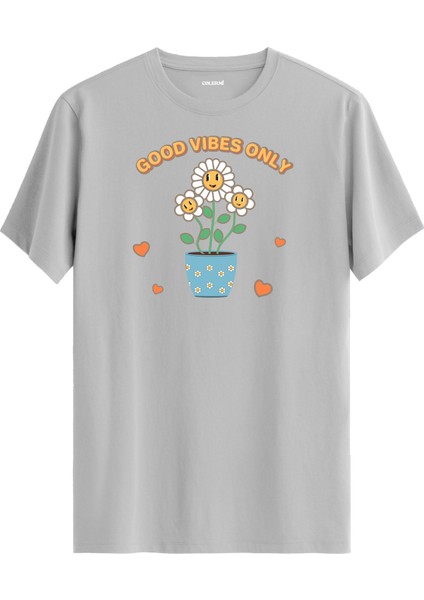 Saksıda Papatya Good Vibes Only Tasarım Tişört