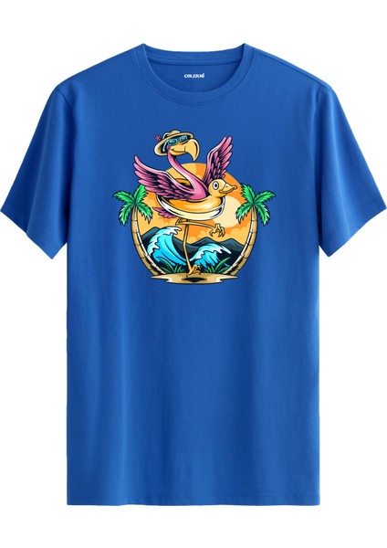 Flamingo Plaj Baskılı Tişört