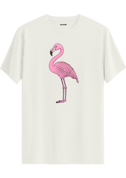 Flamingo Baskılı Uniseks %100 Pamuk Premium Kumaş Tişört