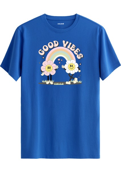 Good Vibes Çiçek Karakter Tasarım Tişört