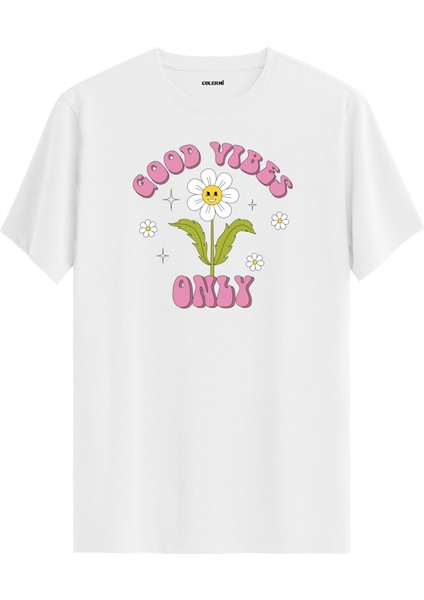 Good Vibes Only Çiçek Tasarım Baskılı Tişört