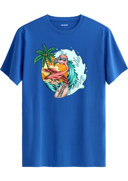 Dalgalar Üzerinde Surf Flamingo Tişört