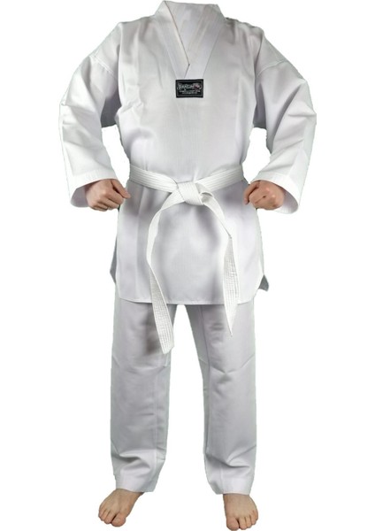 10013 Taekwondo Elbisesi Basic 2.0 Fitilli Beyaz Yaka Tekvondo Dobok